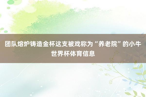 团队熔炉铸造金杯这支被戏称为“养老院”的小牛世界杯体育信息