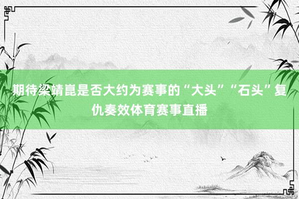 期待梁靖崑是否大约为赛事的“大头”“石头”复仇奏效体育赛事直播