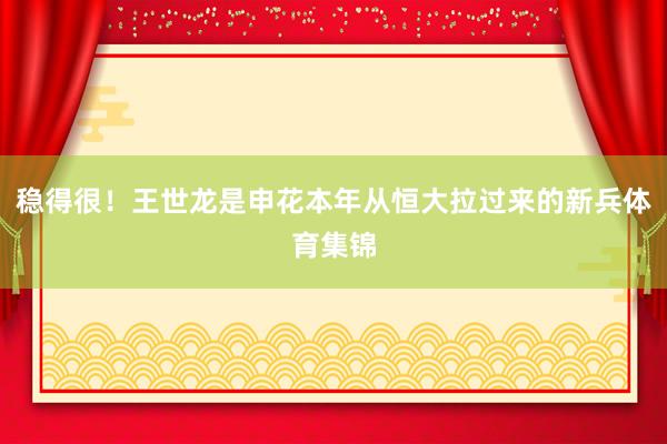 稳得很！王世龙是申花本年从恒大拉过来的新兵体育集锦
