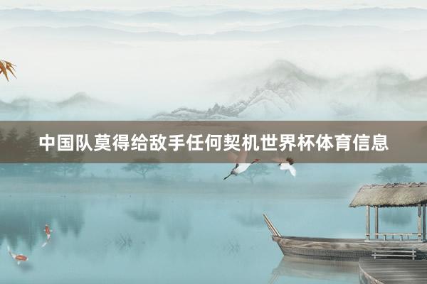 中国队莫得给敌手任何契机世界杯体育信息
