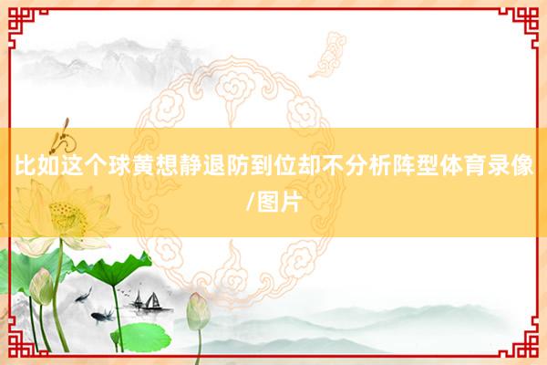 比如这个球黄想静退防到位却不分析阵型体育录像/图片