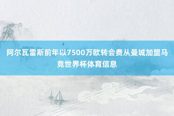 阿尔瓦雷斯前年以7500万欧转会费从曼城加盟马竞世界杯体育信息