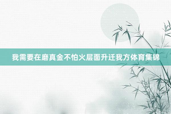 我需要在磨真金不怕火层面升迁我方体育集锦