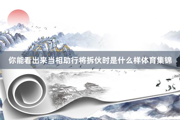 你能看出来当相助行将拆伙时是什么样体育集锦