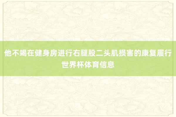 他不竭在健身房进行右腿股二头肌损害的康复履行世界杯体育信息