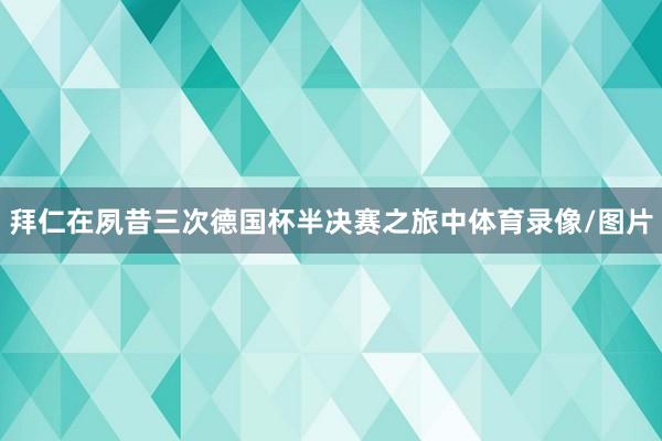拜仁在夙昔三次德国杯半决赛之旅中体育录像/图片