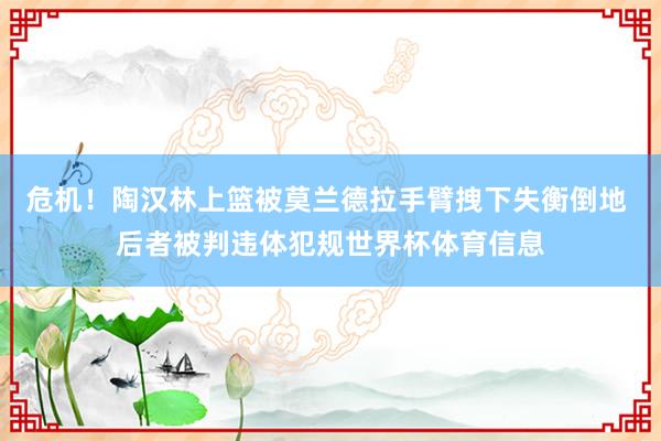 危机！陶汉林上篮被莫兰德拉手臂拽下失衡倒地 后者被判违体犯规世界杯体育信息
