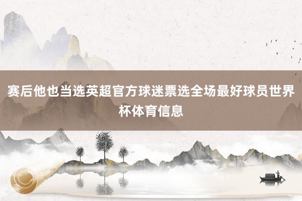 赛后他也当选英超官方球迷票选全场最好球员世界杯体育信息