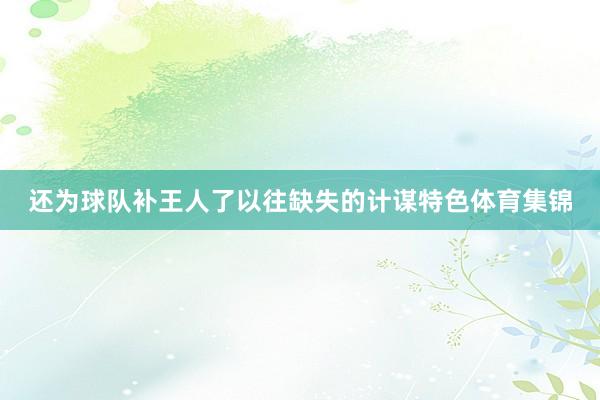 还为球队补王人了以往缺失的计谋特色体育集锦