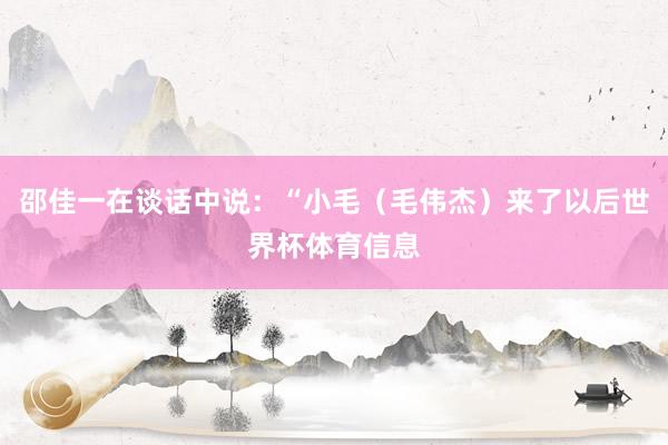 邵佳一在谈话中说：“小毛（毛伟杰）来了以后世界杯体育信息